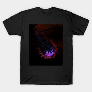 Digital collage and special processing. Fist full of spikes. Horror, bizarre. Dark and glowing. Red and blue. T-Shirt